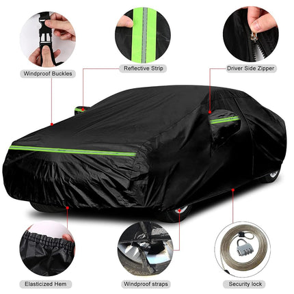 Waterproof Car Covers Replace for 2009-2023 Nissan 370Z, 6 Layers Custom-Fit Outdoor All Weather Car Covers with Zipper Door & Windproof Bands for Snow Rain Dust Hail Protection