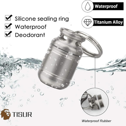 Micro Keychain Pill Holder.TISUR Titanium Pill Case Waterproof Pill Fob for Emergency Aspirin & Nitroglycerin for Travel Purse Pocket (Micro Gas Tank)