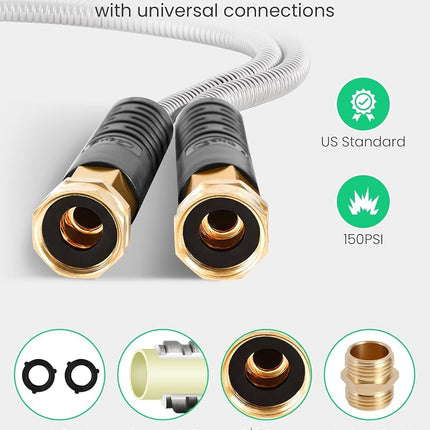 Cesun Female to Female Garden Hose 5 ft, Metal Short Water Hose, 5ft x 5/8"