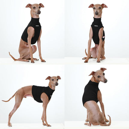 D Doggy Star Italian Greyhound Clothes Summer Cooling Crop Top T Shirt Whippet for Dog (3XL,Coolcrop Black)