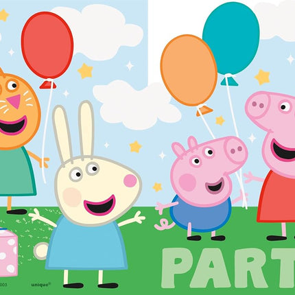 Unique Delightful Multicolor Peppa Pig Rectangular Paper Cards Invitations - 8 Count, Stylish & Eye-Catching Design - Perfect for Kids' Parties