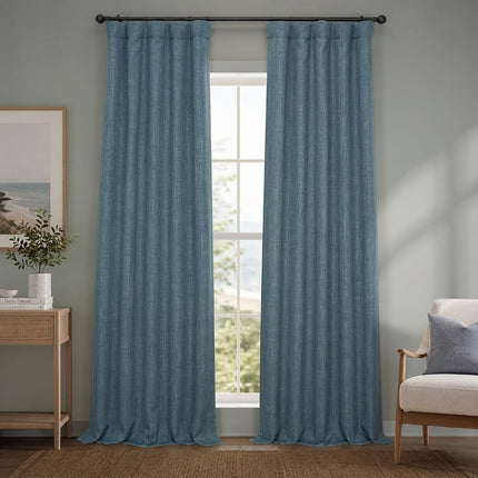 HPD Half Price Drapes Faux Linen Room Darkening Cu
