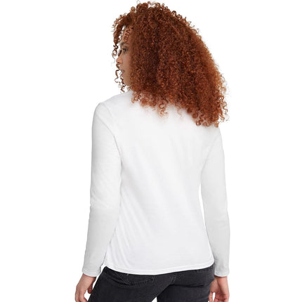 Hanes Women's Originals Long Sleeve Cotton T-Shirt, Lightweight Crewneck Tee, Modern Fit, White, M