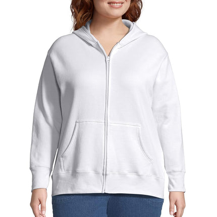 Just My Size Women's Plus-Size EcoSmart Full-Zip Hoodie, White, XXXL
