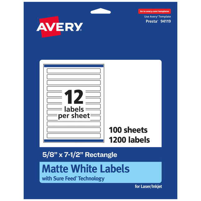 Avery Matte White Rectangle Labels with Sure Feed,