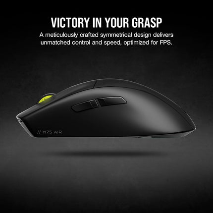 Corsair M75 AIR Wireless Ultra Lightweight Gaming Mouse � 2.4GHz & Bluetooth � 26,000 DPI � Up to 100hrs Battery � iCUE Compatible � Black