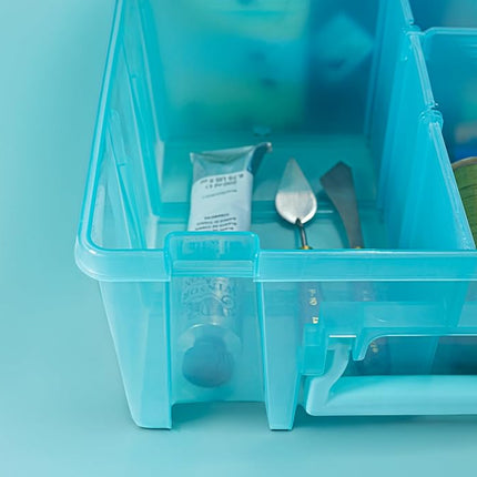 ArtBin Super Satchel Double Deep, Portable Art & Craft Organizer with Handle, [1] Plastic Storage Case, Aqua Mist, Polypropylene