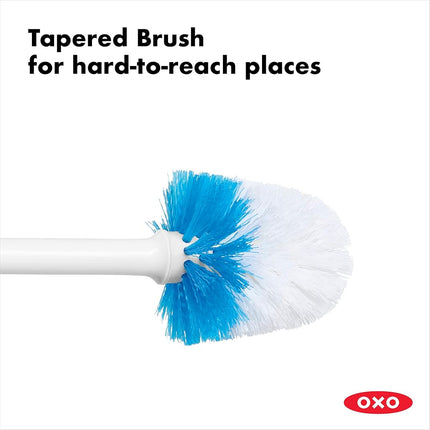 OXO 1281600 Good Grips Compact Toilet Brush & Canister-White, Inoxidable, 6" x 4-3/4" x 17-1/4" H