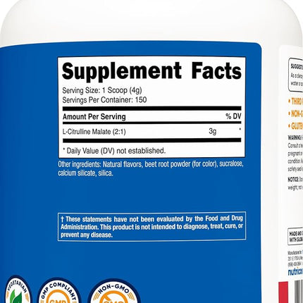 Nutricost L-Citrulline Malate 2:1 (600 Grams) (Strawberry Kiwi)