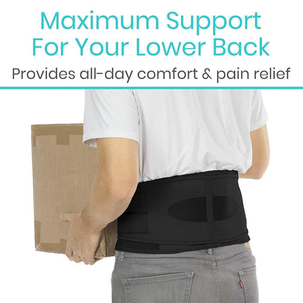 Vive Lower Back Support Brace for Men & Women - Dual Adjustable Lumbar Belt for Heavy Lifting, Herniated Disc, Sciatica, Scoliosis, & Thoracic Pain Relief - Compression Posture Device for Work or Home