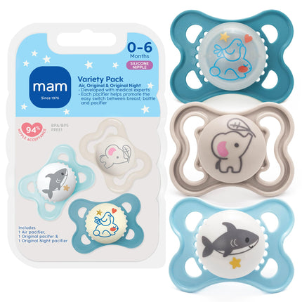 MAM Variety Pack Baby Pacifier, Includes 3 Types o