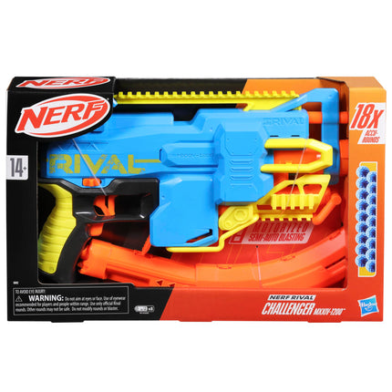 Lanzador Motorizado Nerf Rival Challenger MXXIV-1200, Cargador Curvo de 12 Balas, 18 Balas Nerf Rival Accu-Rounds, Regalos para Adolescentes