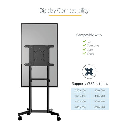 StarTech Mobile TV Cart 37in to 70in up to 70kg/154lb, VESA (MBLTVSTNDEC)