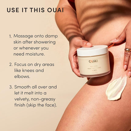 OUAI Body Cream, St. Barts - Hydrating Whipped Body Cream with Cupuaçu Butter, Coconut Oil and Squalane - Softens Skin and Delivers Healthy-Looking Glow - Sulfate-Free Skin Care - 212g