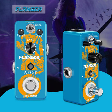 AFOT Classic Vintage Analog Flanger Guitar Effects Pedal, Electric Guitar Flanger, True Bypass, Blue