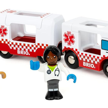 BRIO World Rescue Ambulance Toy for Toddlers and Kids Age 3 Years Up - Wooden Railway Set Accessories & Add Ons