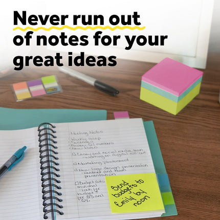 Notas Post-it Cubo, Colores Brillantes, 76.2 mm x 76.2 mm, 400 Hojas/Cubo