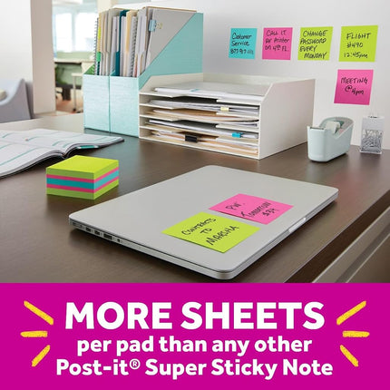 Post-it Super Sticky Notes Cube, 3 in x 3 in, Bright Colors, 1 Cube/Pack, 360 Sheets/Cube (2027-SSGFA)