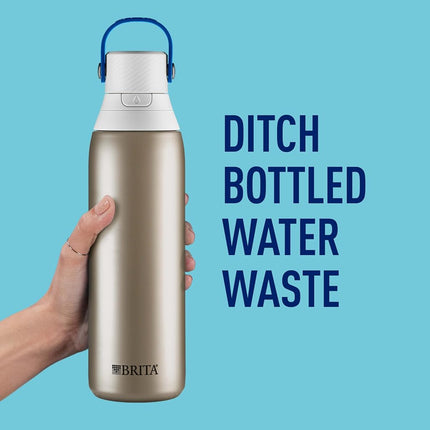 Botella de agua filtrada Brita con aislamiento y pajita, reutilizable, plástico sin BPA, Sea Glass, 768 ml