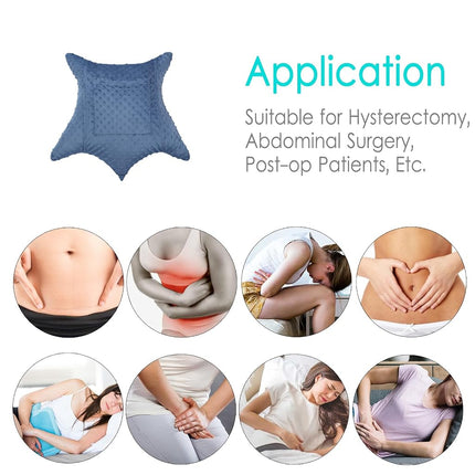 Heal n Hope Heart Surgery Pillow Shock Absorbing for Open Heart Surgery After Bypass Coughing with 2 Pockets - Recovery Gifts with Hands Placement Pouch, Minky Dot Denim Blue