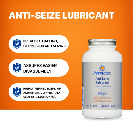 Permatex 80208 Anti-Seize Lubricant with Brush Top Bottle, 16 oz.