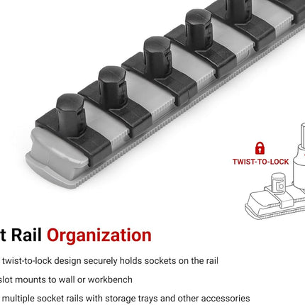 TEKTON 3/8 Inch Triple Square Bit Socket Set with Rail, 8-Piece (M4-M12) | SHB91108