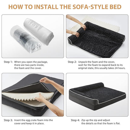 BFPETHOME Orthopedic Dog Bed for Large Dogs - Waterproof Sofa with Removable Washable Cover, Nonskid Bottom, and Waterproof Lining