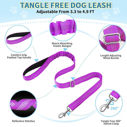 Lukovee Dog Leashes for Small Dogs, Lightweight Soft Small Dog Harness Neck & Chest Adjustable, Reflective Harness Anti-Twis Puppy Harness Vest Harness (Meduim, Purple)
