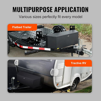VEVOR Steel Trailer Tongue Box, 36"x12"x12" Heavy Duty Storage With Lock and Keys, Utility Tool Chest for Pickup Truck Bed, RV