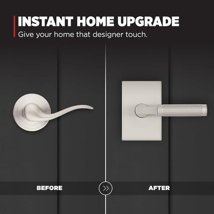 Kwikset Prava Interior Passage Door Handle, Lever for Closet and Hallway Doors, Reversible Non-Locking Handle Lever, Satin Nickel, with Microban Protection