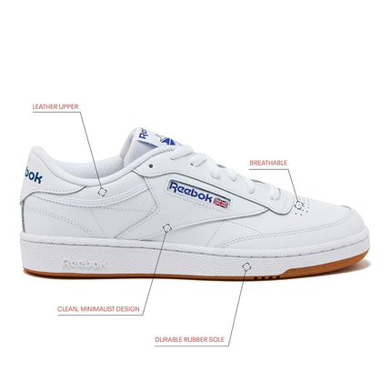 Reebok Boy's Club C 85 Sneaker, White Royal Gum, 5 UK Child