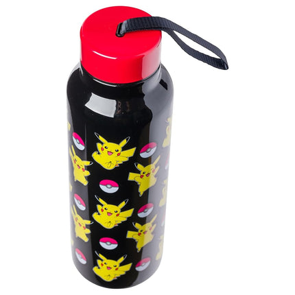 Silver Buffalo Pokemon Pikachu Jump Pattern Stainless Steel Water Bottle with Strap 27 Ounces