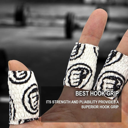 WOD Nation Weightlifting Hook Grip Tape - 3 Pack 23 Feet Long Sticky, Comfortable, Strechy Athletic Tape for Weight Lifting - Thumb, Hand & Finger Protection - White