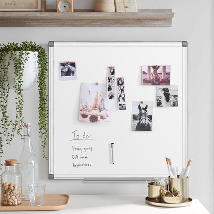 SWANCROWN White Board 60x60cm, Dry Erase Board with Silver Aluminum Frame