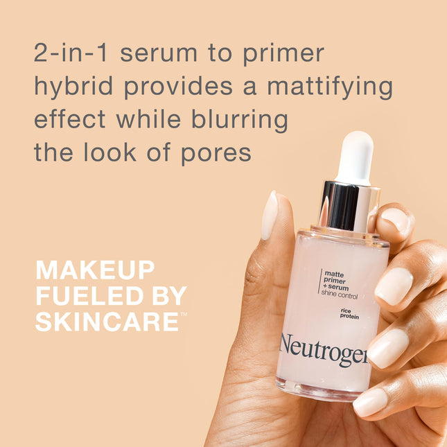 Neutrogena Shine Control Matte Booster Prebase facial y sérum, sérum a prebase matificante con proteína de arroz, absorbe el exceso de grasa y mantiene la piel sin brillos, 1.0 fl. oz