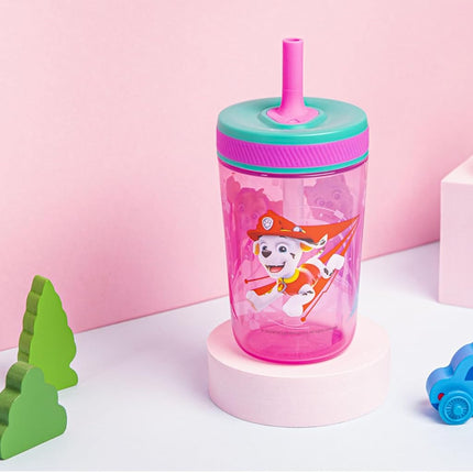 Zak Designs Paw Patrol Kelso 15oz Leak-Proof Toddler Straw Cups, 2-Pack