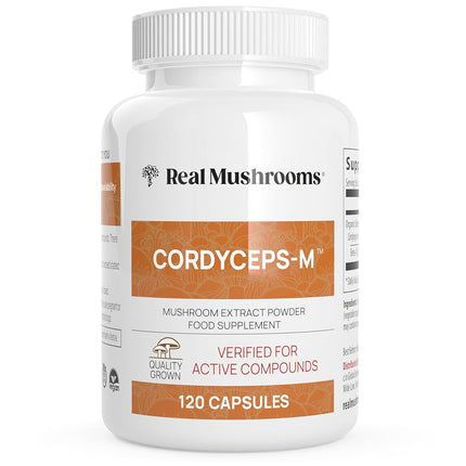 Real Mushrooms Cordyceps Capsules - Performance Supplement with Cordyceps Mushroom Extract for Energy & Immune Support Vegan Supplement, Non-GMO, 120 Caps