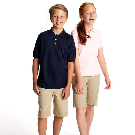 French Toast Girls' Big Short Sleeve Polo Shirt with Picot Collar (Standard & Plus Sizes) School Uniform, Purple, 18-20