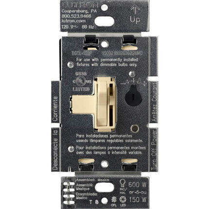 Lutron TGCL-153PH-IV Toggler CFL/LED Single-Pole/3-Way Toggler Dimmer, Ivory