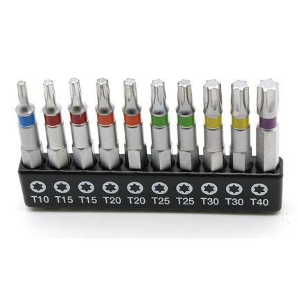 TMAX 10p Color Coded T10-T40 6 point Torx Star 2" 