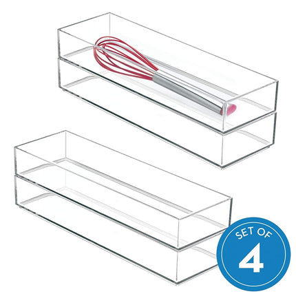 iDesign Tiroirs Transparents Organisation Cuisine Salle de Bain Couverts Spatules Gadgets Grand Lot de 4