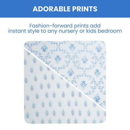 Delta Children 100% Cotton Muslin Baby Receiving Blankets for Girls and Boys � 47x47 Inches (Pack of 2), Blue Botanicals