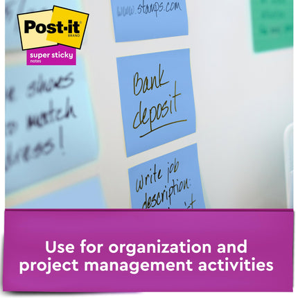Notes Post-it Super Sticky Pop-up, 76x76 mm, 6 Blocs, Adhésion 2X Plus Forte, Couleurs Poptimistic, Couleurs Vives, Recyclable (R330-6SST)