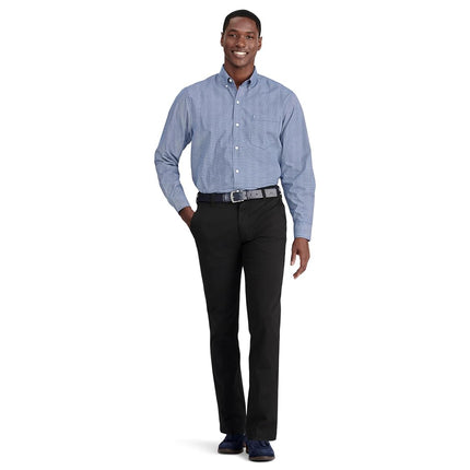 Izod Men's Performance Comfort Long Sleeve Plaid Button Down, Estate Blue, XXL