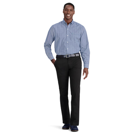 Izod Men's Performance Comfort Long Sleeve Plaid Button Down, Estate Blue, XXL