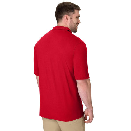 Hanes Men's Pique Short Sleeve Shirt, Three-Button Midweight Polo, Deep Red, XXL