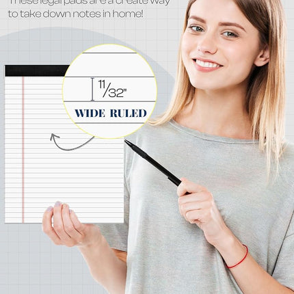 6 Pack 8.5 x 11 Legal Pads Paper Pads 8.5 x 11 White Note Pads for Work