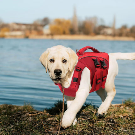 Queenmore Dog Swimming Vest, Reflective Dog Life Jackets Large, Adjustable Pet Life Vest With Rescue Handle, Ripstop, For Sausage Dog,Corgi,French Bulldog,Pug,Pitbull (Rose,XL)