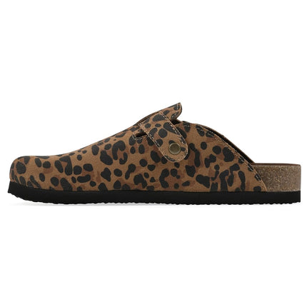 White Mountain Women's Bari Clog, Brown Leopard Suede, 9