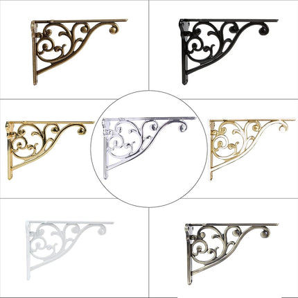 Shelf Brackets 8 Inch 4PCS Heavy Duty Polished Chrome Wall Bracket Baroque Kitchen Decorative Rack Shelves, Including All Hardware. (4, Chrome)